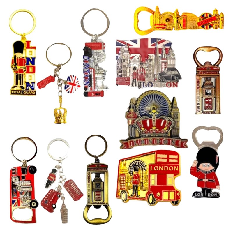 12 London Souvenirs Keyrings Magnets - British Souvenir Metal Magnet