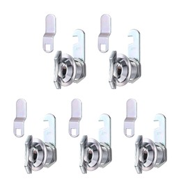 PATIKIL 5/8 Inch Thumb Operated Offset Cabinet Locks, 5 Pcs Keyless Non-Locking RV Cam Lock Fit 3/8" Max Panel Thickness for Files Drawers Mailbox, Silver