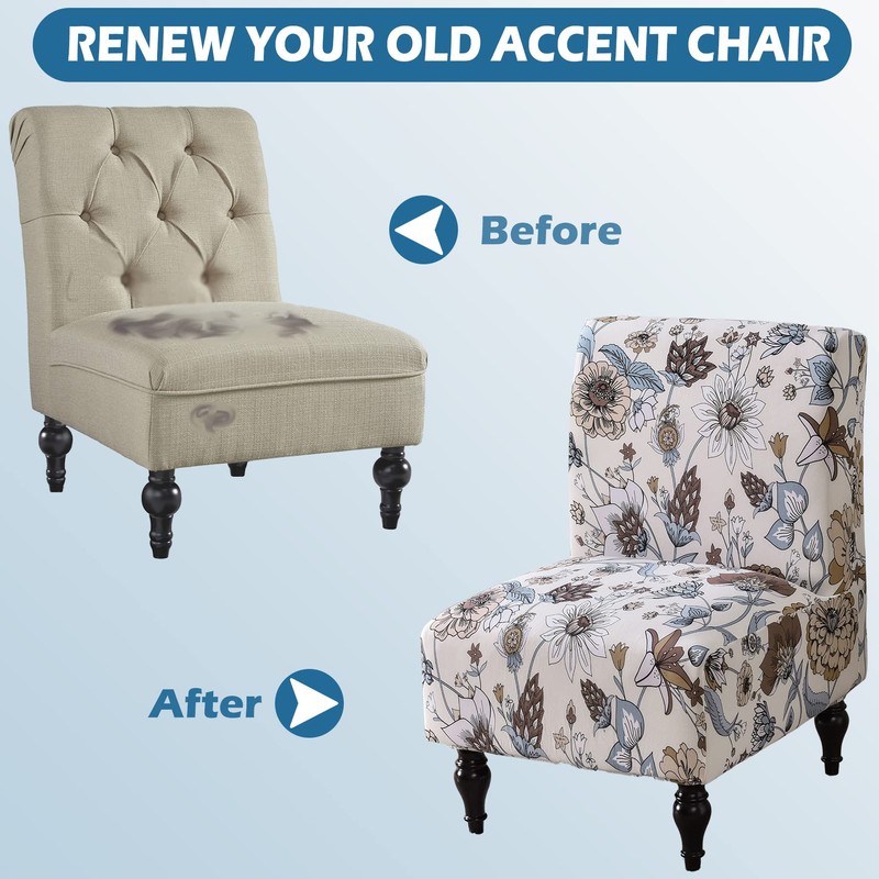 Jusmate Armless Accent Chair Cover Slipcover, Stretch Chair Slipper Super