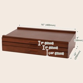 VISWIN Upgraded 3-Drawer Wood Artist Supply Storage Box with Removable Dividers, Premium Beech Wood Art Storage Box, Portable Organizer Box for Paints, Pastels, Pencils, Brushes and Art Supplies