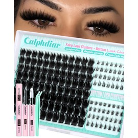 Thick Fairy Lash Clusters Kit DIY Salon-Effect Lash Extensions Wispy Eyelash Clusters Kit Spiky Manga Individual Lashes Bottom Lashes Clusters Eyelash Extensions Kit 5-20mm Fluffy Lash Extension Kit