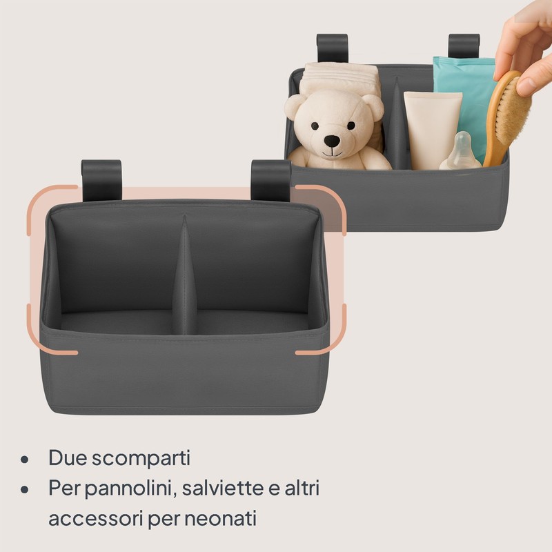 LIONELO Sidepocket Small Organizer Appendibile per Lettino 26x12x15 cm