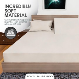 Royal Bliss 1900 Top Split Flex Head King Size Sheet Set - Egyptian Quality Ultra-Soft Bed Sheets | Double Brushed | Deep Pockets- Easy Fit - 4 Piece Set- Fade Resistant (Ivory)