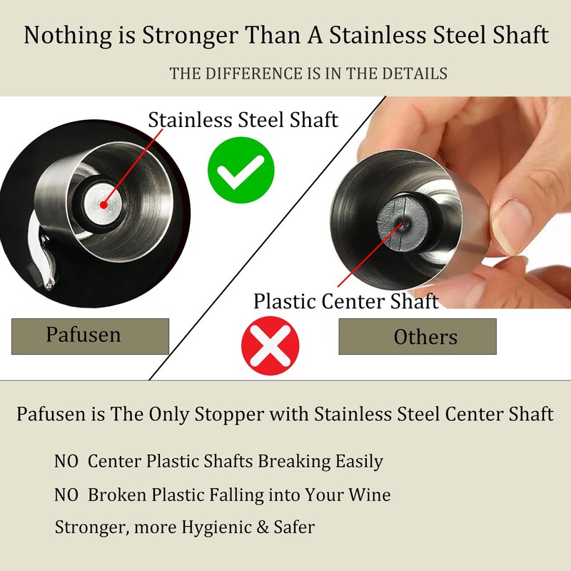 Pafusen Wine Stoppers Set of 2, Stainless Steel Wine Bottle