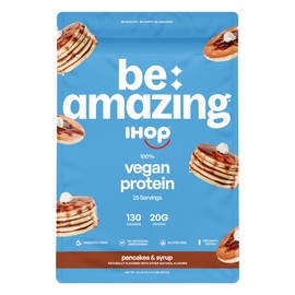 BE AMAZING Vegan Protein Powder, IHOP Pancakes & Syrup, 20g Plant Based Protein with Prebiotic Fiber, Low Carb, Dairy and Gluten Free Shake Mix, No Added Sugar, 29.3 oz, 25 Servings