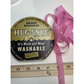 Hug Snug 10 Yards Vintage 1/2" Seam Binding 10 YARDS CUT OFF THE ROLL  "Hug Snug"  Pink K