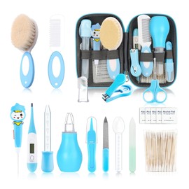 Baby Grooming Kit，Infant Safety Care Setwith Hair Brush Comb Nail Clipper Nasal Aspirator, Baby Essentials Kit for Newborn Girls Boys (20 PC-Blue Kit)