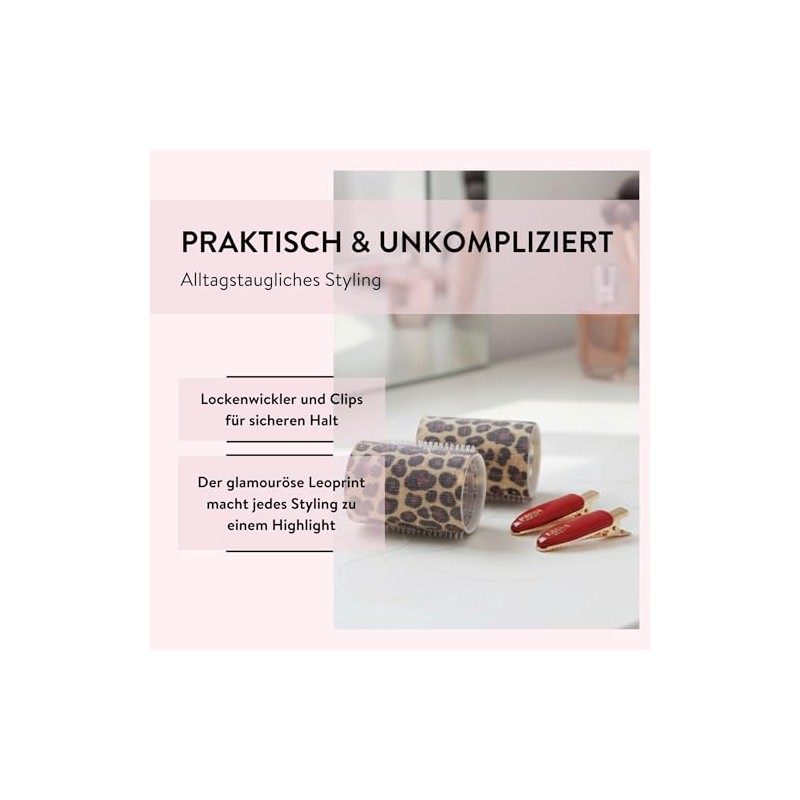 PARSA Beauty HAIR HERO Hair Rollers and Clips Set, Leopard
