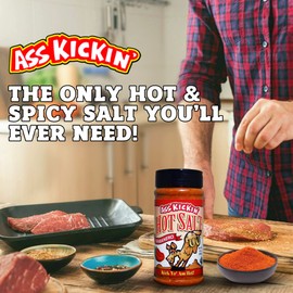 ASS KICKIN' Habanero Hot Spicy Salt - 14 oz. Shaker Jar - Perfect Flavored Salt for Popcorn Seasoning, Margarita Salt and French Fry Seasoning - Premium Gourmet Gift