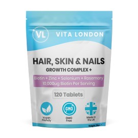 Biotin for Hair Growth Women & Men 10,000ug | Hail, Skin and Nails Vitamins Growth Complex with Zinc & Selenium & Rosemary | 360 Biotin Tablets (not Gummies, Capsules or serum) | Vegan, UK Made