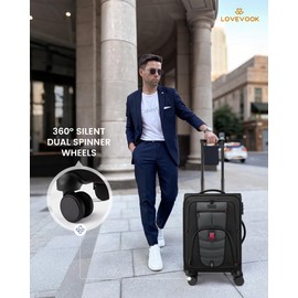 Carry On Luggage 22x14x9 Airline Approved, 22-Inch Suitcases with Spinner Wheels, Softside Carry-on Luggage with TSA Lock for Men Women Business Trip, Lightweight Large Capacity Luggage for Travel