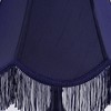GO&SO Blue Silk Bell Lamp Shades Petal Edge Braid with