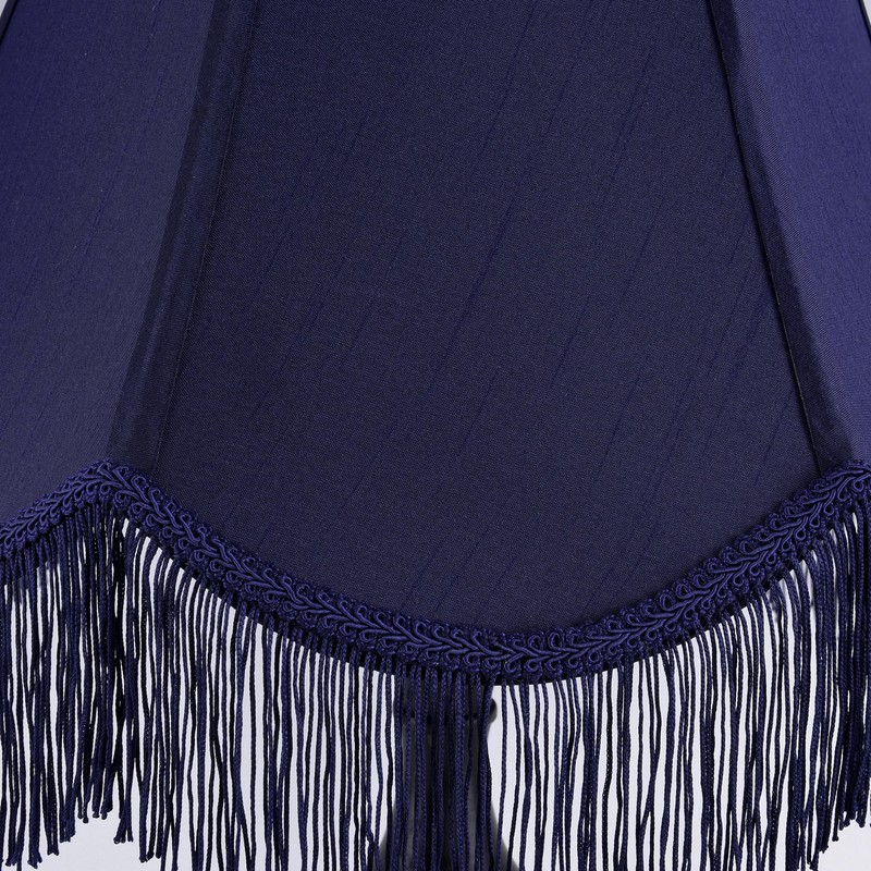 GO&SO Blue Silk Bell Lamp Shades Petal Edge Braid with
