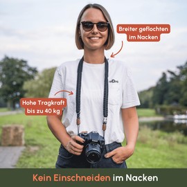 C-Rope Kameragurt THE TRAVELER handgeflochten aus Paracord, Schultergurt mit Schnellverschluss, 100cm, Schwarz
