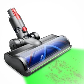 Upgrade Vacuum Head for Dyson V7 V8 V10 V11 V15 G5 Gen5 V8 Slim, Quick-Release Soft Roller Cleaner Head with Full-Area LED Green Light, Replacement Motorhead for Hard Floors, Tile and Wood