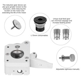 Dual Gear Extruder, Full Metal Long Distance Metal Extruder Right Hand Block Kit, Driver Metal Extruder, 3D Printer TPU Filament Drive Feed for 3D Printer Prusa I3 Mk3, Silver (Right Hand)