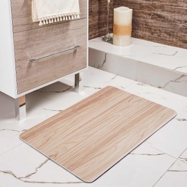 Wood Grain Style Stone Bath Mat (Oak Wood Grain)