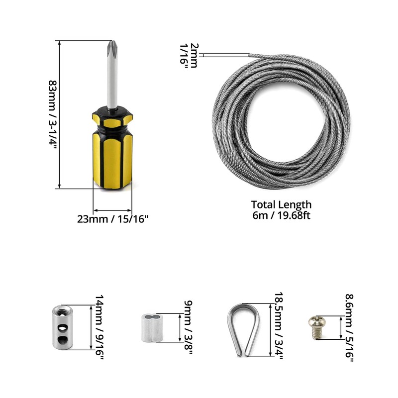 QWORK QWORK? Garden Wire 6M/2mm Stainless Steel Metal Cable Wire