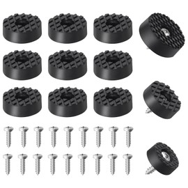 Glarks 32Pcs Screw-On Rubber Feet Set, 24MM Black Floor Protector Non Slip Furniture Pads with 32Pcs Mounting Screws for Furniture, Electronics and Appliances