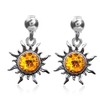Ian and Valeri Co. Amber Sterling Silver Flaming Sun Stud