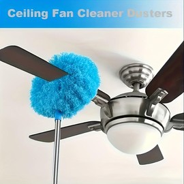Extendable Microfiber Ceiling Fan Duster - Reusable, Effortless Cleaning Brush , Ideal For RVs & Home Use,  Blue Green Pink:_Pink