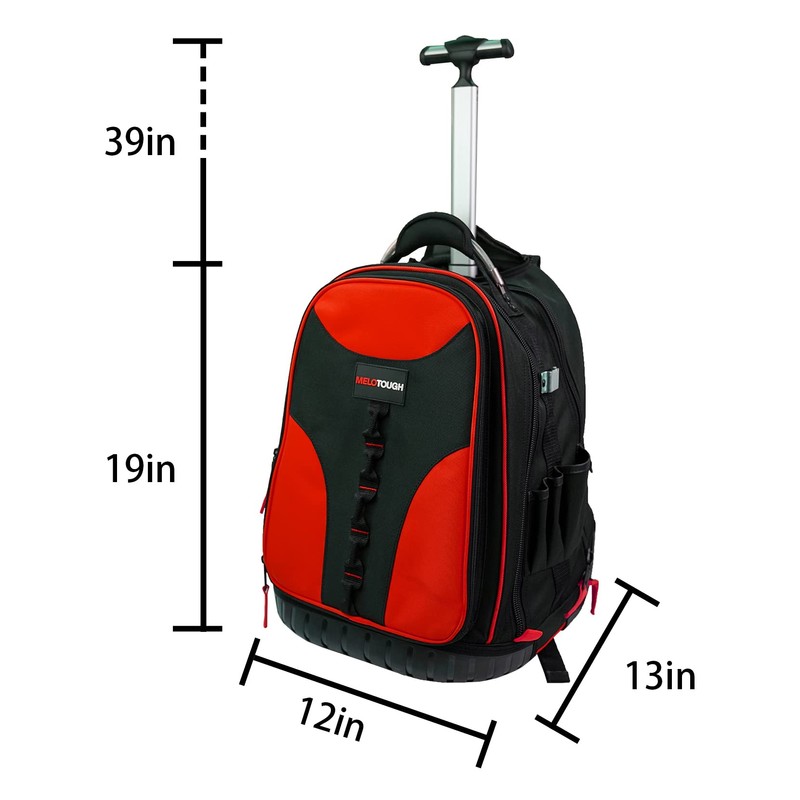 MELOTOUGH Wheeled Rolling Tool Backpack Heavy Duty Tradesman Pro Tool