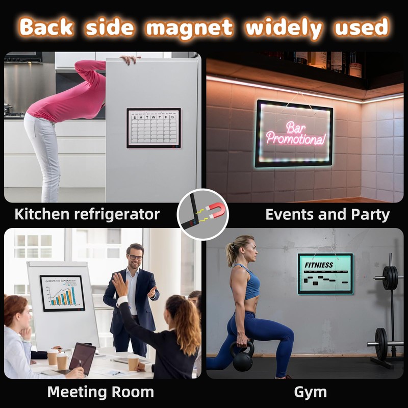 KEAMIMU LED Note Board, 14.2"x11", Acrylic Magnetic Whiteboard