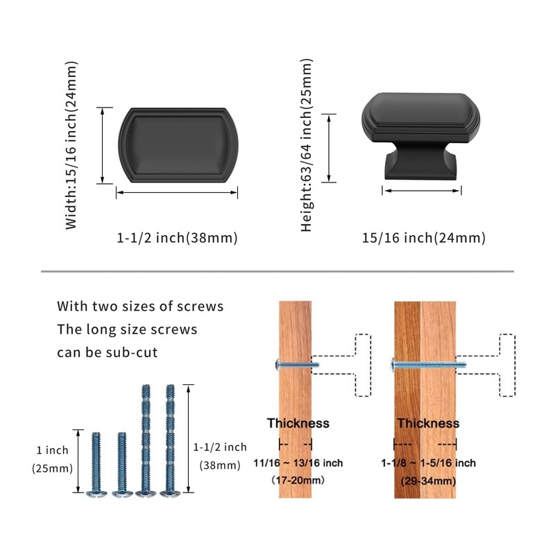 ROMATEE 10 Pack Black Kitchen Cabinet Knobs Matte Black Cabinet