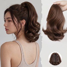 Montir ponytail clip-type celebrity ponytail wig 35cm, 1 piece, brown black / 몬티르 똥머리되는 집게형 연예인 포니테일 가발 35cm, 1개, 브라운 블랙