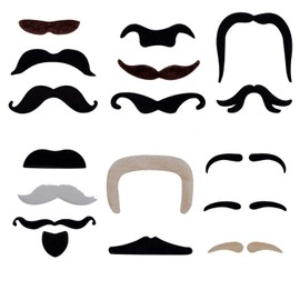 Deolven Fake Moustache, Face Mustache Set Mario and Luigi Novelty Beard for Mexican Fancy Dress Cowboy Pirate Costume Fake Mustache Masquerade Party Favor (48 Pcs/ 16 Style)