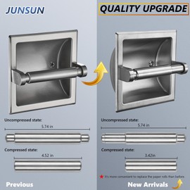 JunSun Recessed Toilet Paper Holder Brushed Nickel Stainless Steel Toilet Paper Roll Holder Tissue Holder Modern Tissue Roll Holder 6" X 6" Square Jumbo Mega Roll Holder Rear Mounting Bracket Included