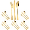 Gold Flatware Set for 6 Rustproof Stainless Steel Silverware Cutlery