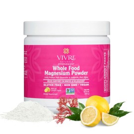 Vivre Naturals Effervescent Whole Food Magnesium Powder -Sustainably Sourced from Irish Seawater & Icelandic Red Algae - 350 mg per serving |Gentle on Stomach |Non-GMO, Vegan, Gluten-Free– 30 Servings