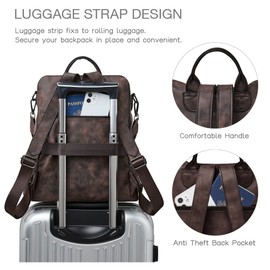 Shrrie Backpack Purse for Women Leather Backpack Fashion Designer Travel Backpack Convertible Shoulder Bag with Wristlet