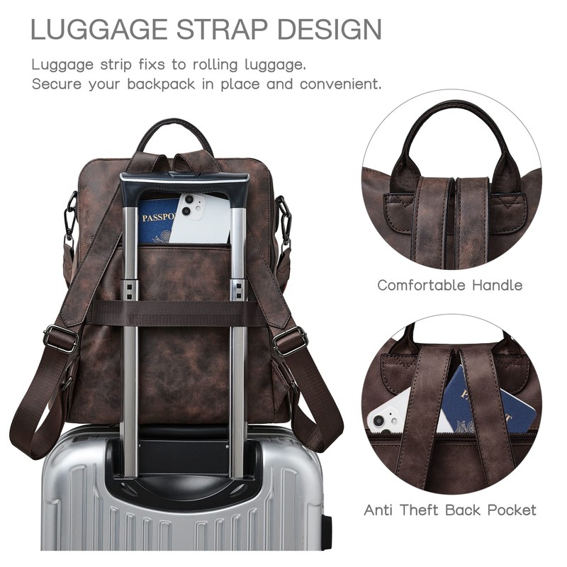Shrrie Backpack Purse for Women Leather Backpack Fashion Designer Travel