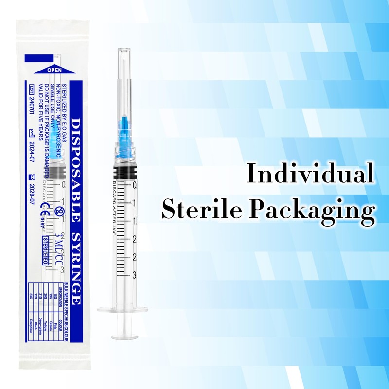 100 Pack Plastic Tube Lab Dispensing Tools, 3ml Syringes with
