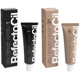 RefectoCil Cream Hair Dye 2-Pack – Professional Hair Tint for Long-Lasting Color – Black (#1) + Light Brown (#3.1)