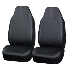 CAR-GRAND Faux Leather Car Seat Covers Two Front, Waterproof Breathable Automotive Front and Rear Seats Cushions Airbag Compatible Unviersal Fit for Cars Sedans SUV Pickup Trucks, Black and Gray