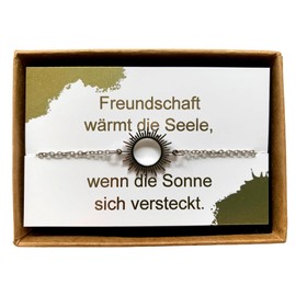ONDEGO® GESCHENK EDELSTAHL Sonne beste Freundin Armband Freundschaftsarmband Freundschaft gold silber (Silber)