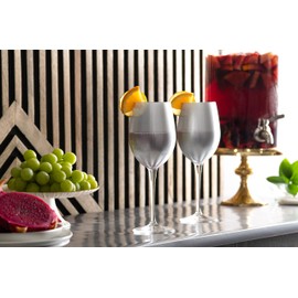 Barski Goblet, Red Wine Glass, Water Glass, Glass is Decorated in Silver, Stemmed Glasses, Set of 6 Goblets, 18 oz, Made in Europe