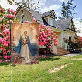 YISHOW Virgin Mother Mary Jesus Christ Christian The Lord Garden Flag Double Sided Vertical Christian God Blessed Virgin Mary House Flags Yard Signs Outdoor Decor 12.5"X18"