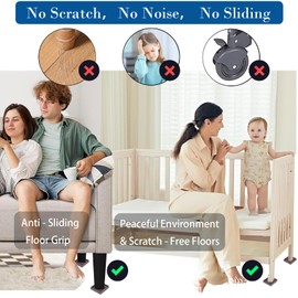 Fursafe&Q Rubber Caster Cups, Non Slip Furniture Pads Hardwood Floors-Furniture Coasters Cups with Anti Sliding Floor Grip, Bed Stoppers to Prevent Sliding, Non Slip Couch Feet Pads 3" 12 Pack Square