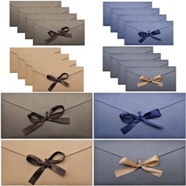 20pcs Gift Envelopes, Coloured Envelopes with Ribbons, Vintage Kraft Envelopes Money Envelopes for Invitations Greeting, Mother's Day, Thanksgiving, Newyear, Valentine's Day (22 * 10.8CM/4 Colors)