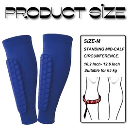 Soccer Shin Guards Shin Pads for Kids Youth Adult, Calf Compression Sleeve with Honeycomb Pads, Lightweight Calf Protective Gear for Football Soccer (Blue, Medium)