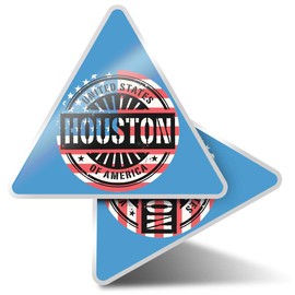 2 x Triangle Stickers 10 cm - Houston USA American Flag Stamp Fun Decals for Laptops,Tablets,Luggage,Scrap Booking,Fridges #6050