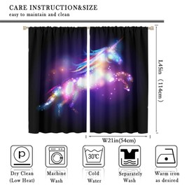 JESTRONRY Unicorn Curtain, Fantasy Colorful Animal Rod Pocket Window Treatments Curtains for Living Room Bedroom Kitchen Bathroom Home Decor 42x45 Inch Decor