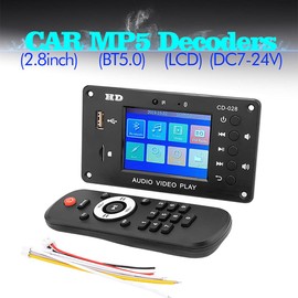 7v-24v 2.8 Inch LCD Screen MP5 Video Decoder Module Board Black Motherboard Plus Remote Control Plus Back Plate