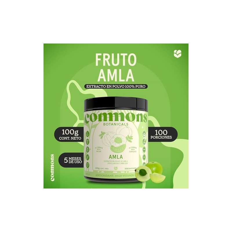 Commons Adaptógenos Amla Extracto Puro Polvo 100 Suplemento Natural Tónico