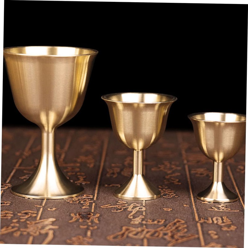 LABRIMP 2sets Brass Temple Cup Royal Retro Design Elegant for