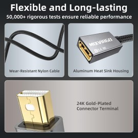 8K Mini DisplayPort to DisplayPort 1.4 Adapter (8K@60Hz, 4K@144Hz, 2K@240Hz) 32.4Gbps Bi-Directional Mini DP [Thunderbolt 2] Male to DP Female Converter for Gaming Laptop, MacBook, PC, Monitor